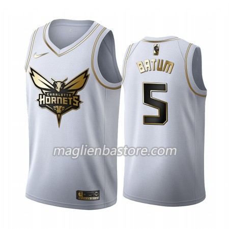 Maglia NBA Charlotte Hornets Nicolas Batum 5 Nike 2019-20 Bianco Golden Edition Swingman - Uomo